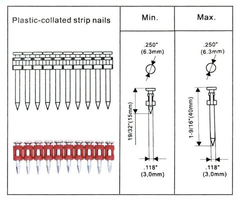 Elektroverzinkte Gas-Pin-Nägel für Betonfahren und Schießen 16-38mm Länge