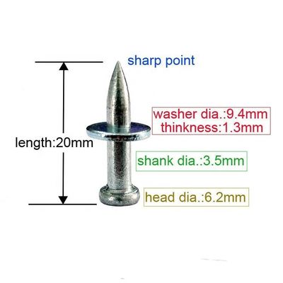 Glatter Schank 3,5 mm Elektrogalvanized Hammer Drive Pin für 20 mm Betonbefestigung